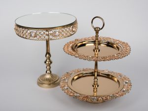 Rose Gold mirrored and crystal cake stand